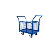 Тележка платформенная ТП-2С (600х900) с бортами из сетки и двумя ручками (колеса 160 мм)
